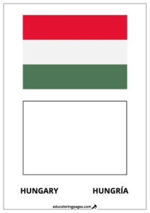 Hungary Flag Coloring Page (Hungría) – Bilingual