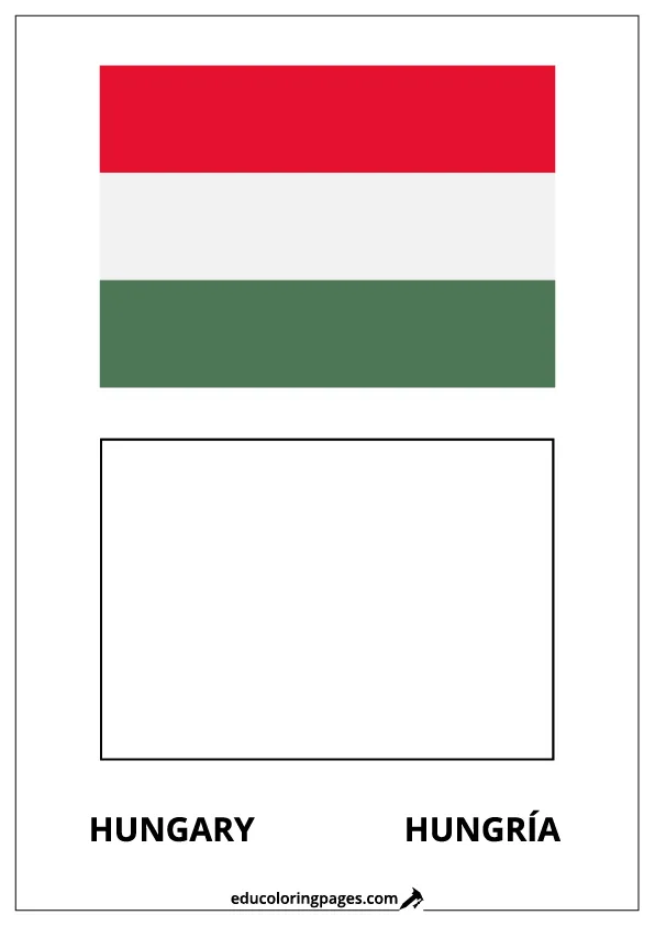Hungary Flag Coloring Page (Hungría) – Bilingual