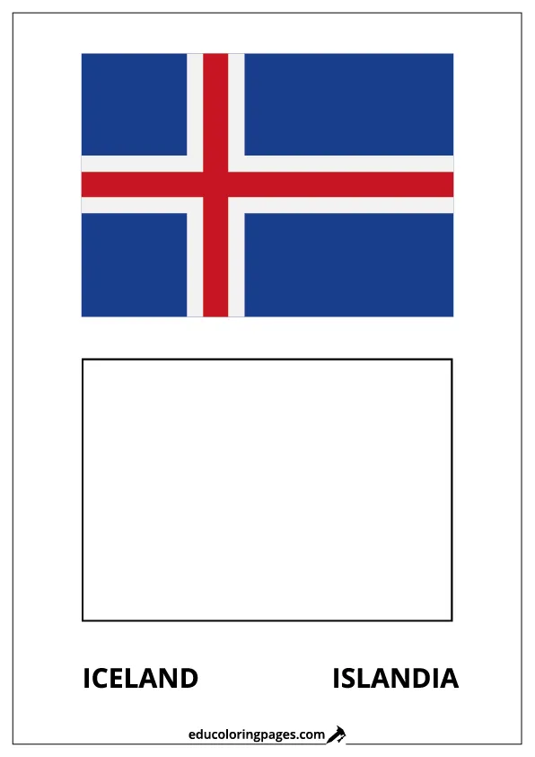 Iceland Flag Coloring Page (Islandia) – Bilingual