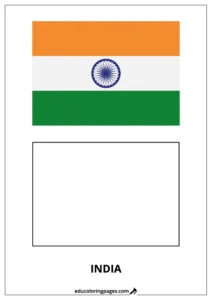 India Flag Coloring Page (India) – Bilingual