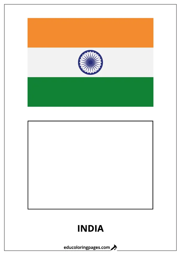 India Flag Coloring Page (India) – Bilingual