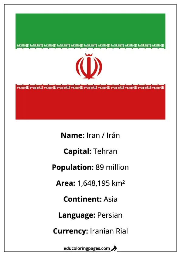Iran Flag Country Facts Educational