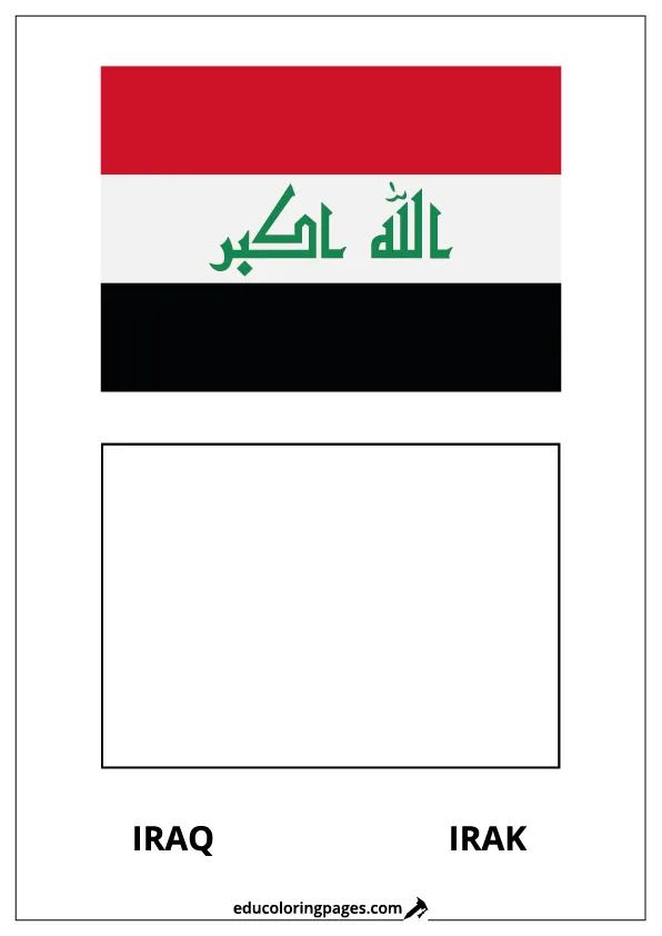 Iraq Flag Coloring Page (Irak) – Bilingual