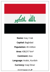 Iraq Flag Country Facts Educational
