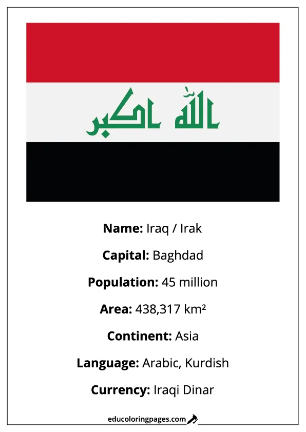 Iraq Flag Country Facts Educational