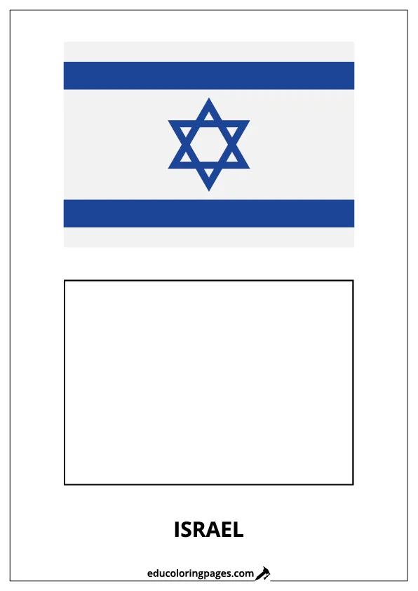 Israel Flag Coloring Page (Israel) – Bilingual
