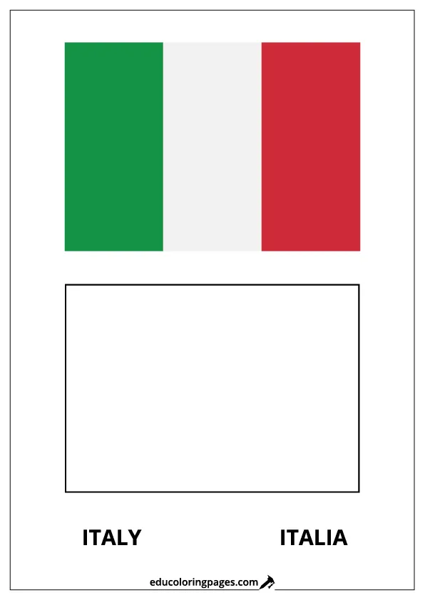 Italy Flag Coloring Page (Italia) – Bilingual