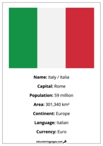 Italy Flag Country Facts Educational