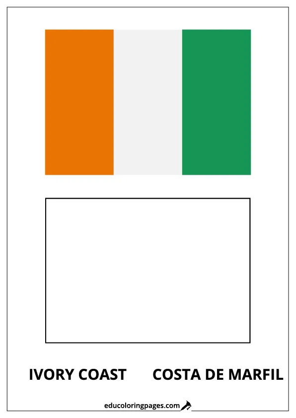 Ivory Coast Flag Coloring Page (Costa de Marfil) – Bilingual
