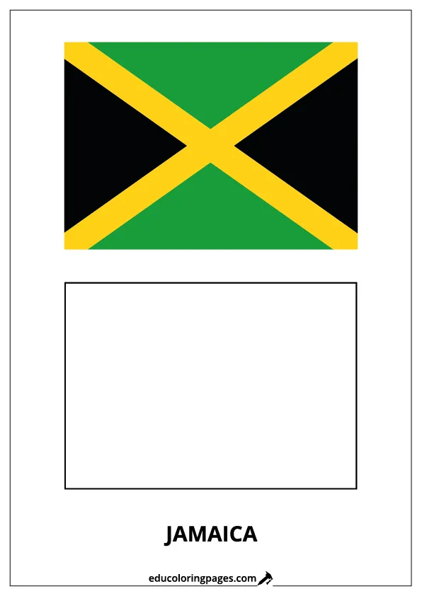 Jamaica Flag Coloring Page (Jamaica) – Bilingual