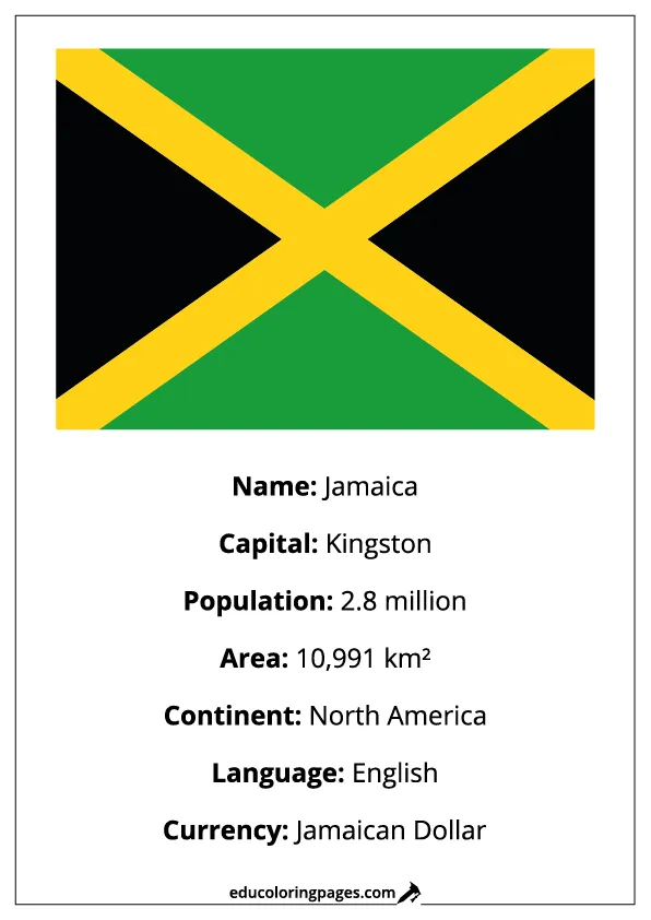 Jamaica Flag Country Facts Educational