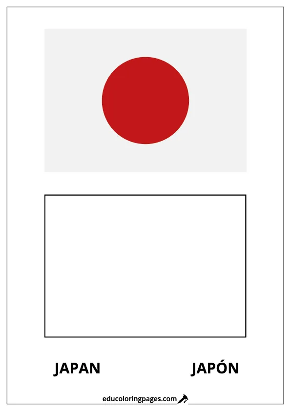 Japan Flag Coloring Page (Japón) – Bilingual