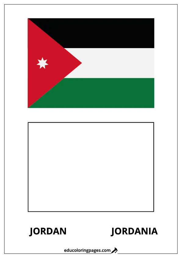 Jordan Flag Coloring Page (Jordania) – Bilingual