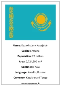 Kazakhstan Flag Country Facts Educational