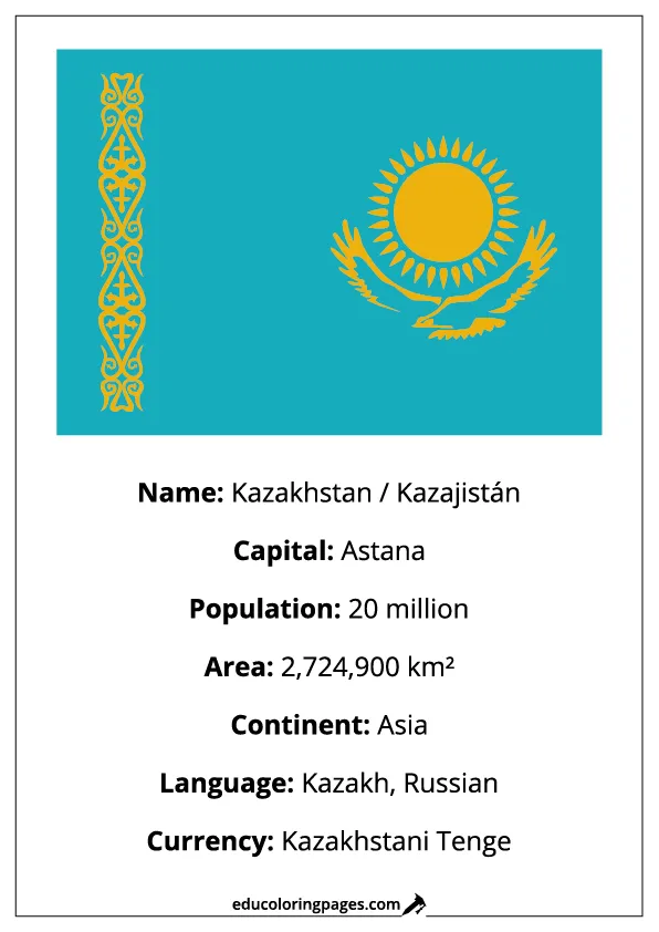 Kazakhstan Flag Country Facts Educational