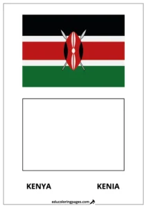 Kenya Flag Coloring Page (Kenia) – Bilingual