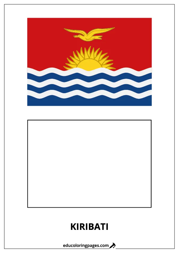 Kiribati Flag Coloring Page (Kiribati) – Bilingual