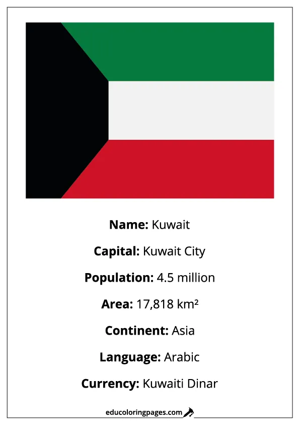 Kuwait Flag Country Facts Educational