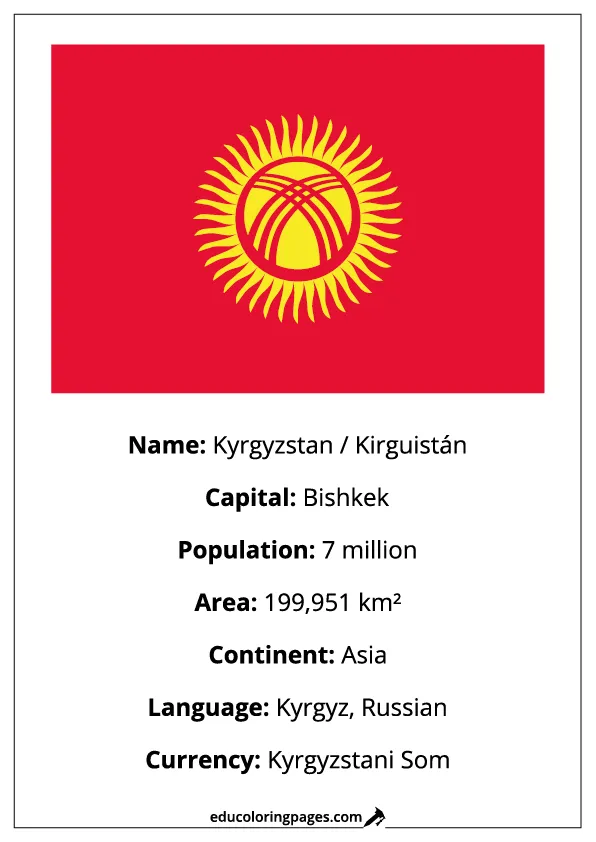 Kyrgyzstan Flag Country Facts Educational