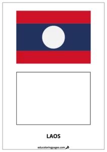 Laos Flag Coloring Page (Laos) – Bilingual