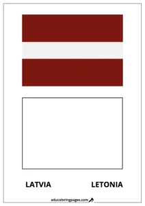 Latvia Flag Coloring Page (Letonia) – Bilingual
