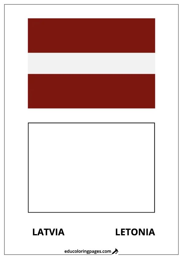 Latvia Flag Coloring Page (Letonia) – Bilingual