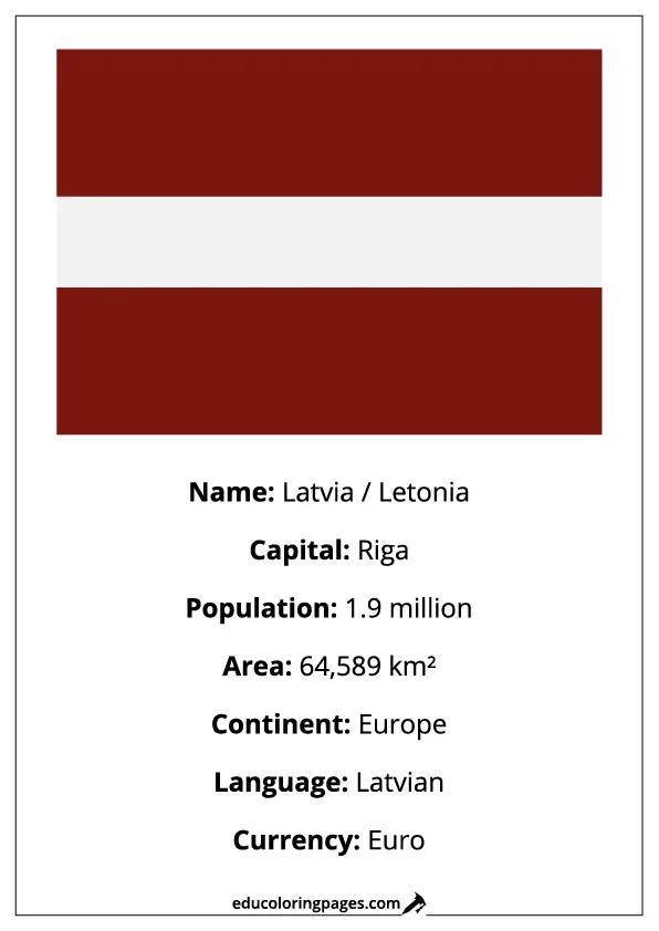 Latvia Flag Country Facts Educational