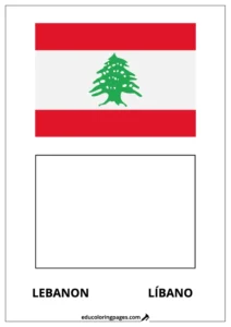 Lebanon Flag Coloring Page (Líbano) – Bilingual