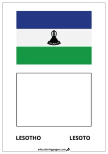 Lesotho Flag Coloring Page (Lesoto) – Bilingual