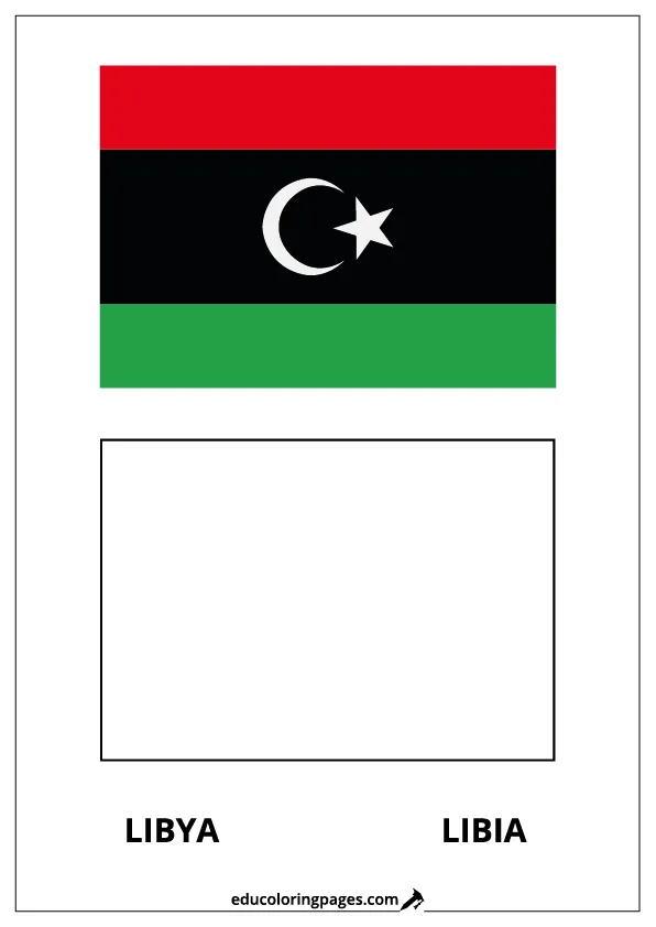 Libya Flag Coloring Page (Libia) – Bilingual