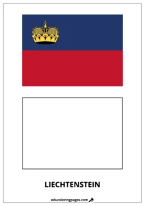 Liechtenstein Flag Coloring Page (Liechtenstein) – Bilingual