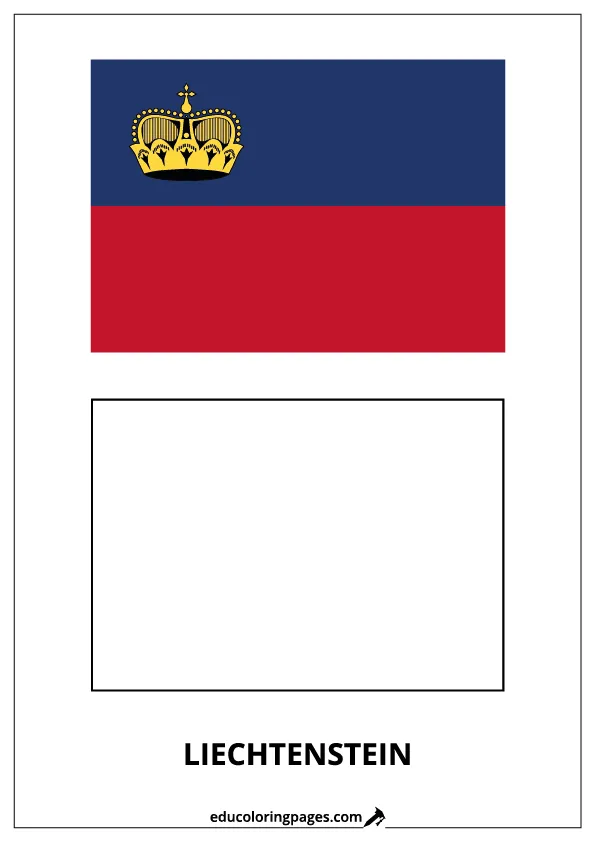 Liechtenstein Flag Coloring Page (Liechtenstein) – Bilingual