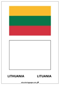 Lithuania Flag Coloring Page (Lituania) – Bilingual
