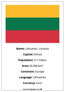 Lithuania Flag Country Facts Educational