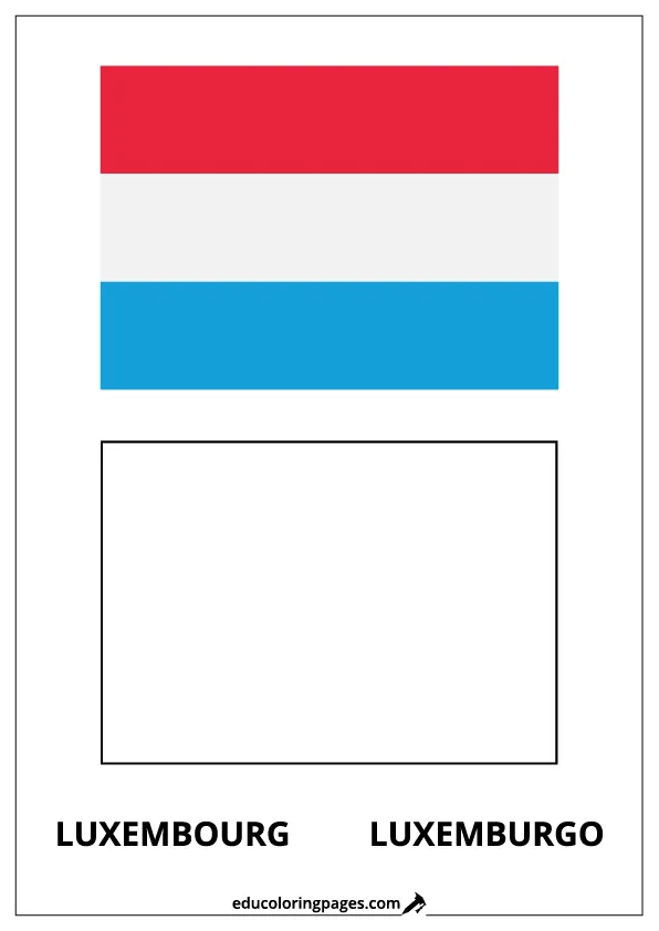 Luxembourg Flag Coloring Page (Luxemburgo) – Bilingual