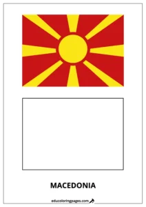 Macedonia Flag Coloring Page (Macedonia del Norte) – Bilingual