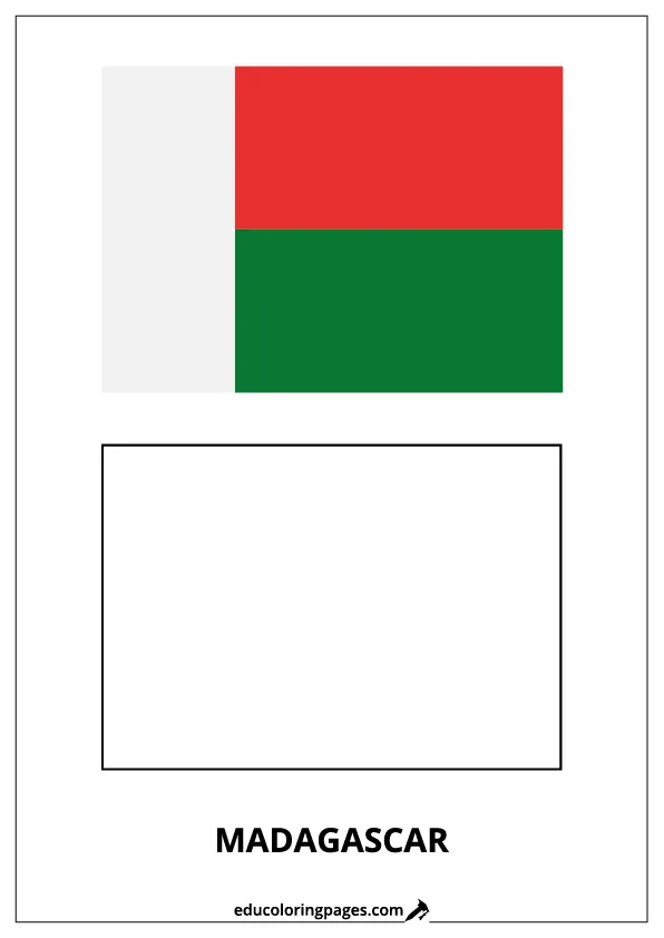 Madagascar Flag Coloring Page (Madagascar) – Bilingual