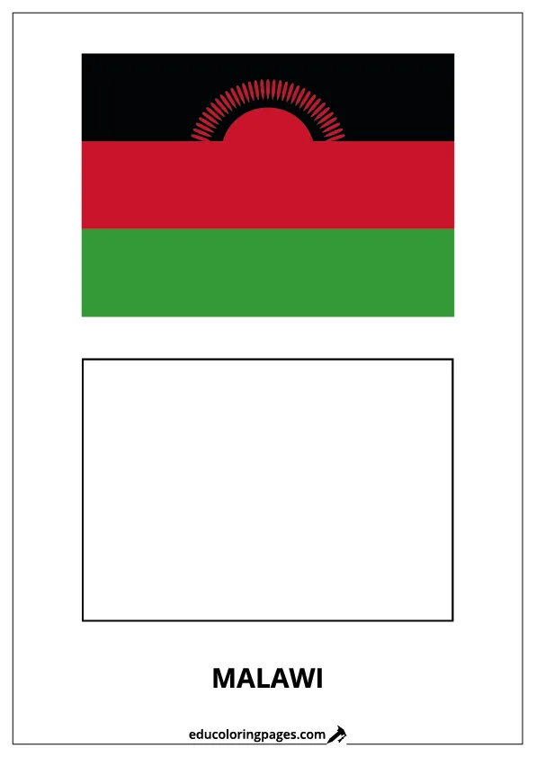 Malawi Flag Coloring Page (Malaui) – Bilingual