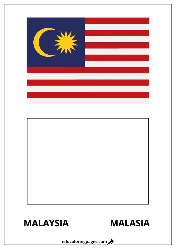 Malaysia Flag Coloring Page (Malasia) – Bilingual