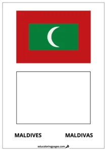 Maldives Flag Coloring Page (Maldivas) – Bilingual