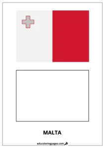 Malta Flag Coloring Page (Malta) – Bilingual