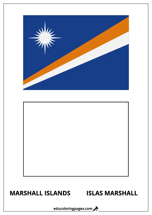Marshall Islands Flag Coloring Page (Islas Marshall) – Bilingual