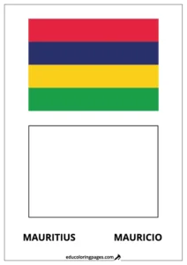 Mauritius Flag Coloring Page (Mauricio) – Bilingual