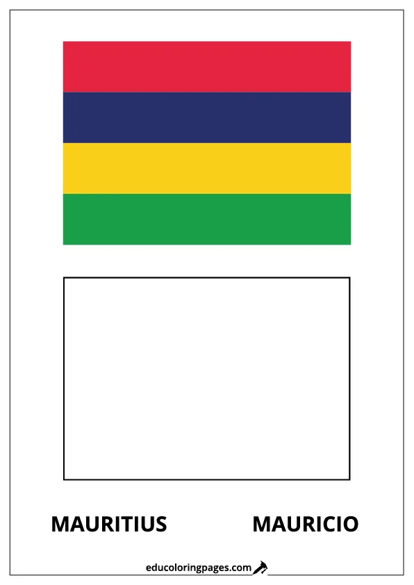 Mauritius Flag Coloring Page (Mauricio) – Bilingual