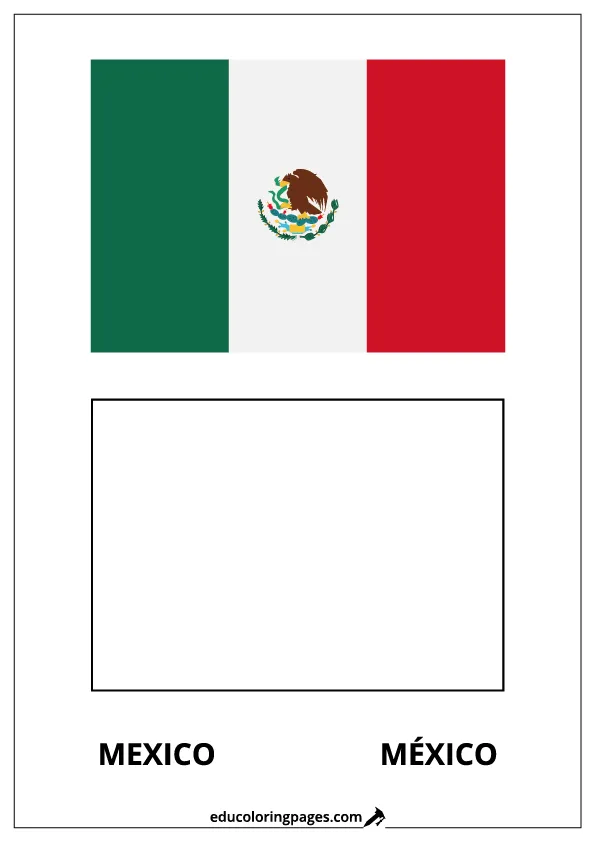 Mexico Flag Coloring Page (México) – Bilingual