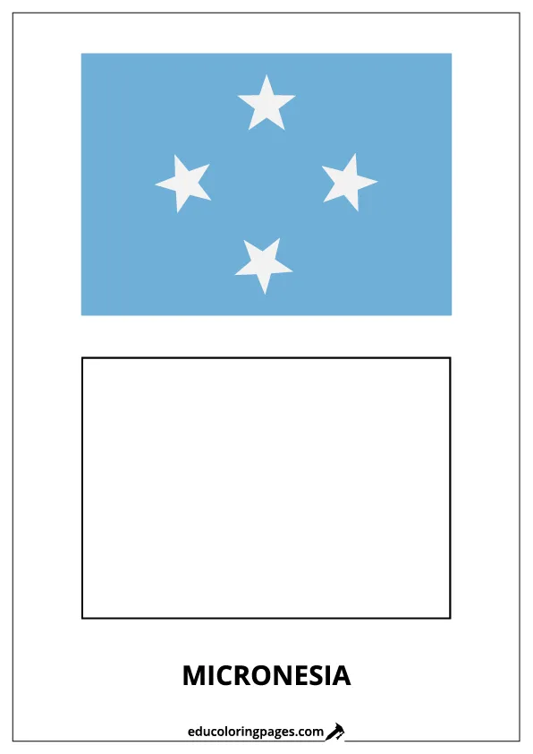 Micronesia Flag Coloring Page (Micronesia) – Bilingual