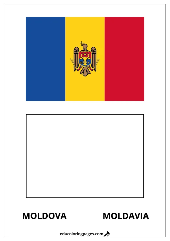 Moldova Flag Coloring Page (Moldavia) – Bilingual