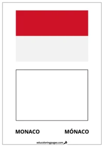 Monaco Flag Coloring Page (Mónaco) – Bilingual
