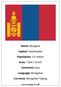 Mongolia Flag Country Facts Educational