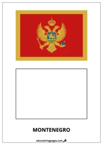 Montenegro Flag Coloring Page (Montenegro) – Bilingual